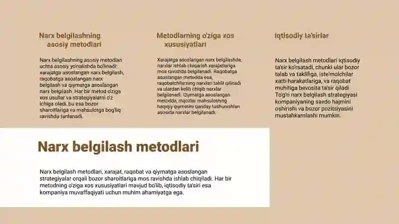 Narx belgilashning asosiy metodlari 2