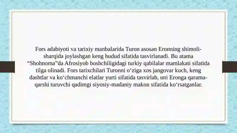 Fors–arab manbalarida Qadimgi Turon 2