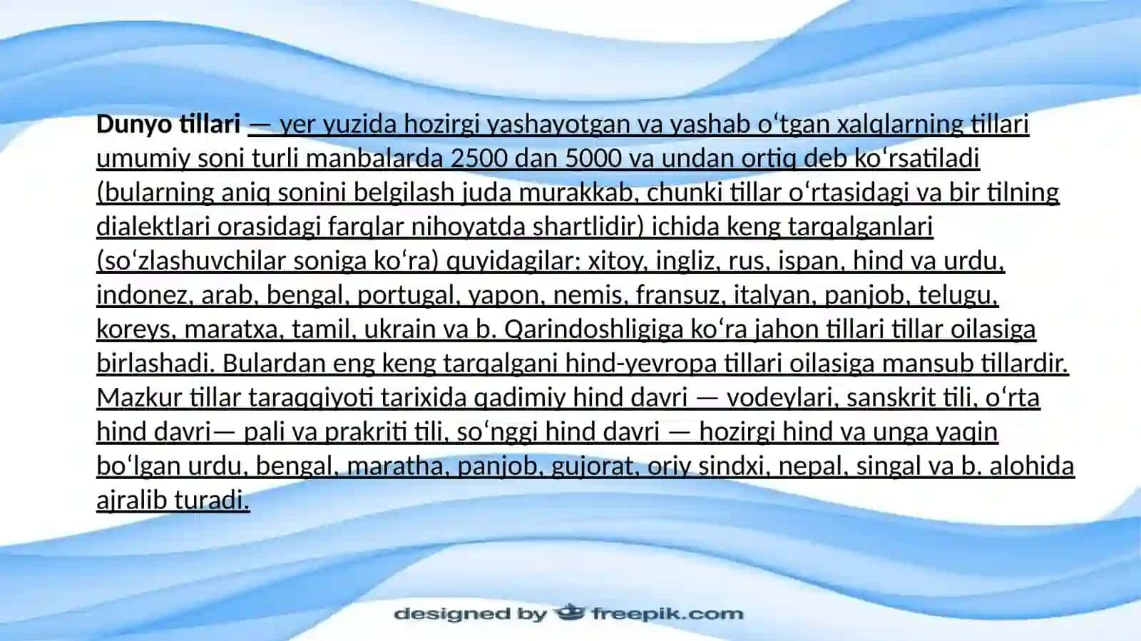 Dunyo tillari tasnifi 2