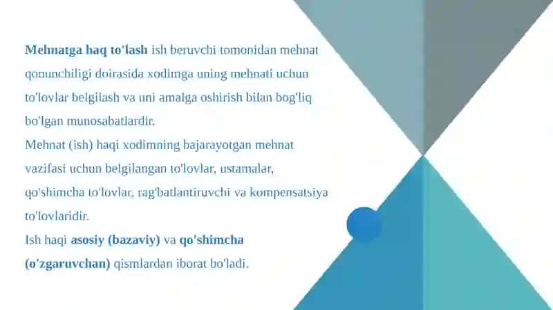 Mehnat haqi hisoblash va to’lash tartibi 2