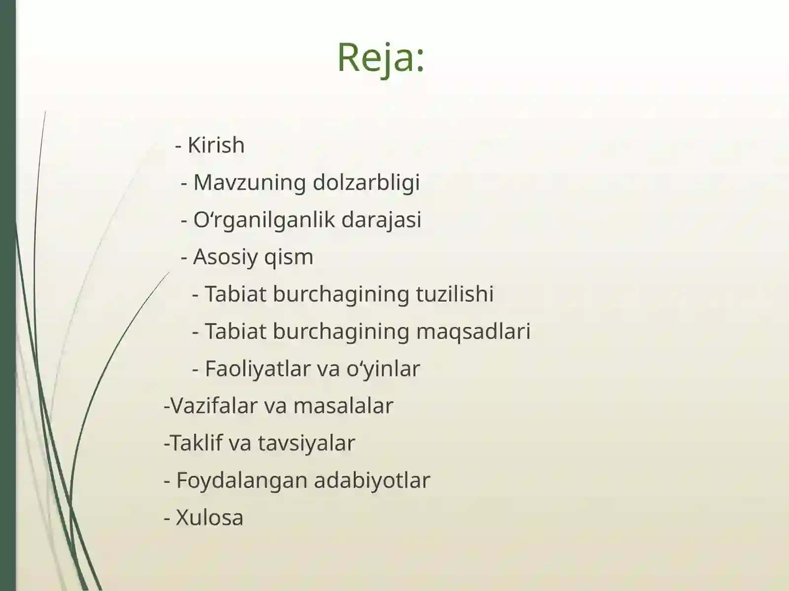 Tabiat burchagi tashkil etish va uning mohiyati 2