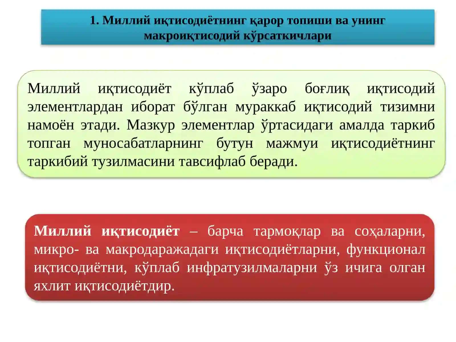Иқтисодиёт унинг макроиқтисодий ўлчамлари 2