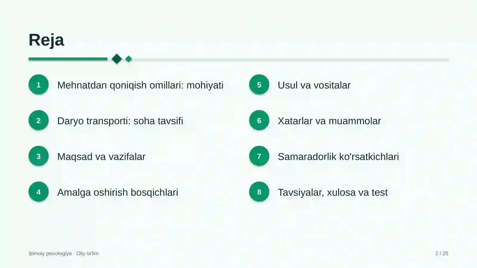 Daryo transportida mehnatdan qoniqish omillari 2
