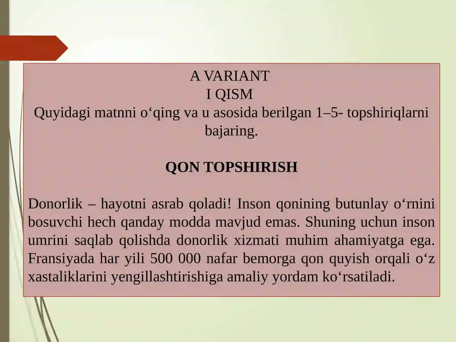 10-sinf Ona tili fanidan Takrorlash dars ishlanmasi. O'qish savodxonligi 2