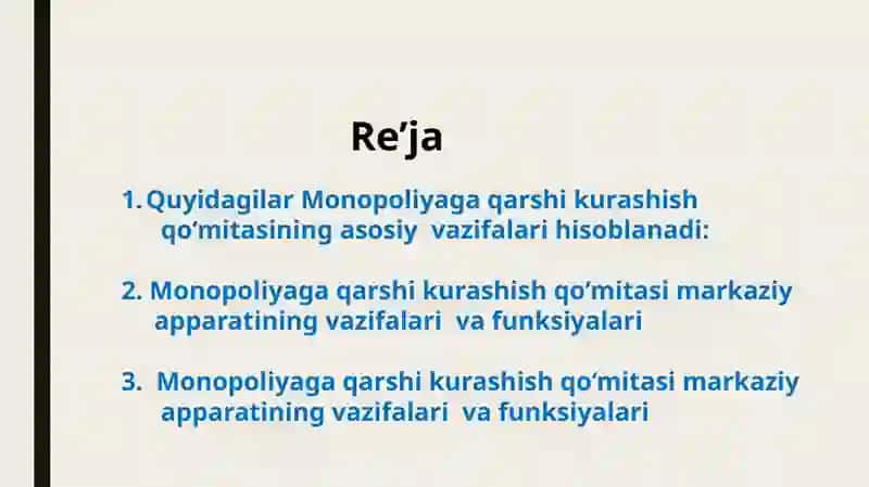 Monopoliyaga qarshi tadbirlari 2