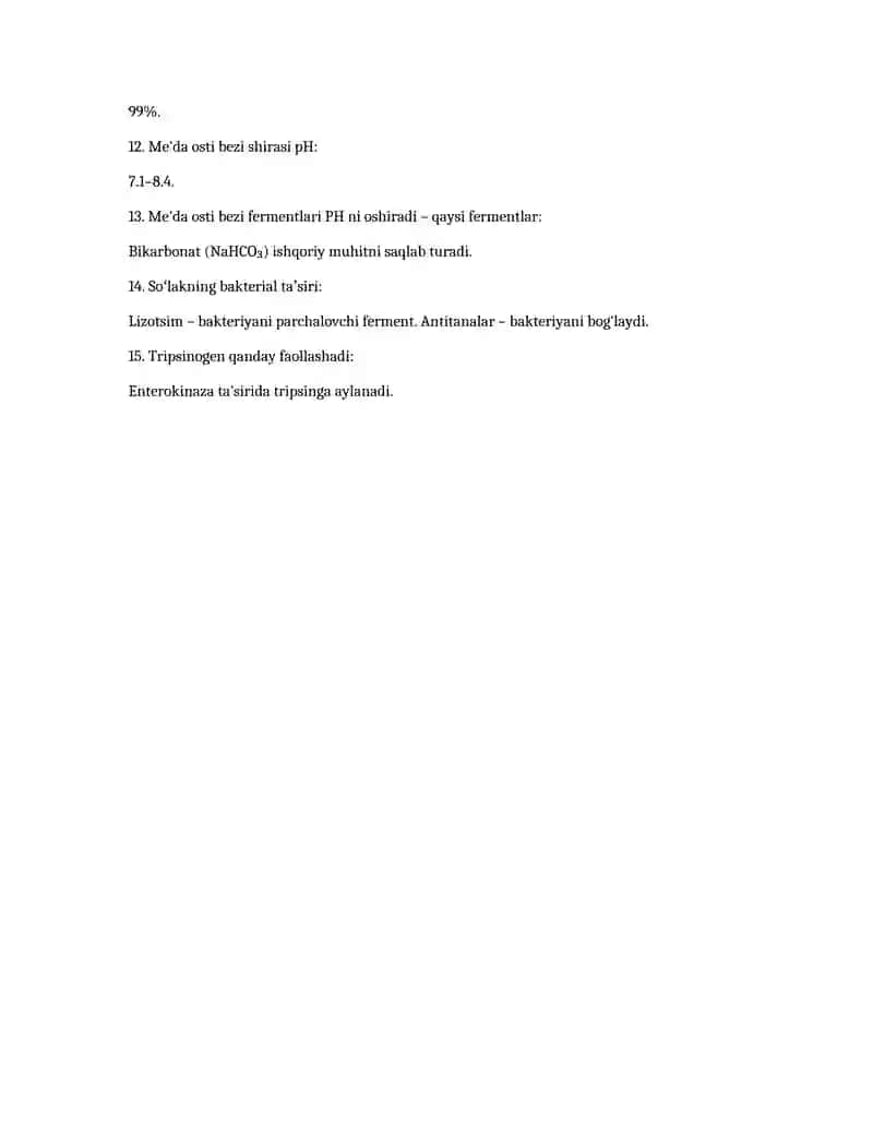Oshqozon-ichak tizimi (Atrabotka savollari) 2
