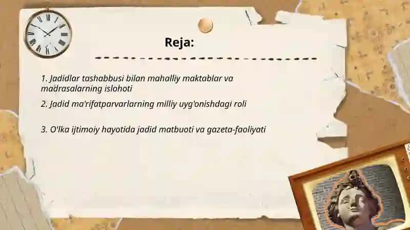 Jadid ma'rifatparvarlaring o'lka ijtimoiy-ma'naviy hayotida tutgan o'rni 2