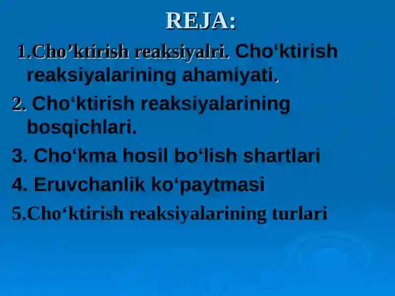 Cho‘ktirish reaksiyalari 2
