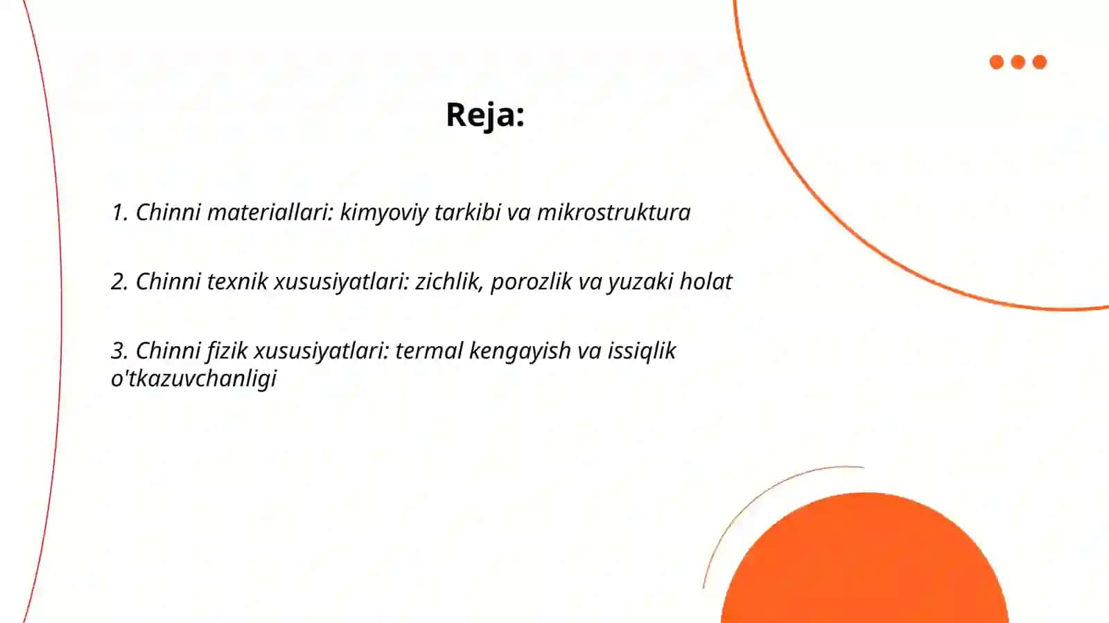 Chinni materiallari va ularning xususiyatlari 2