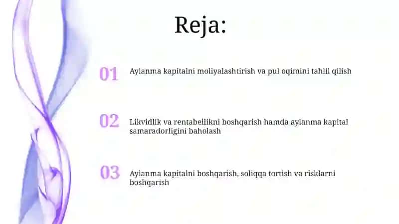 Aylanma kapital doiraviy aylanishining moliyaviy jihatlari 2