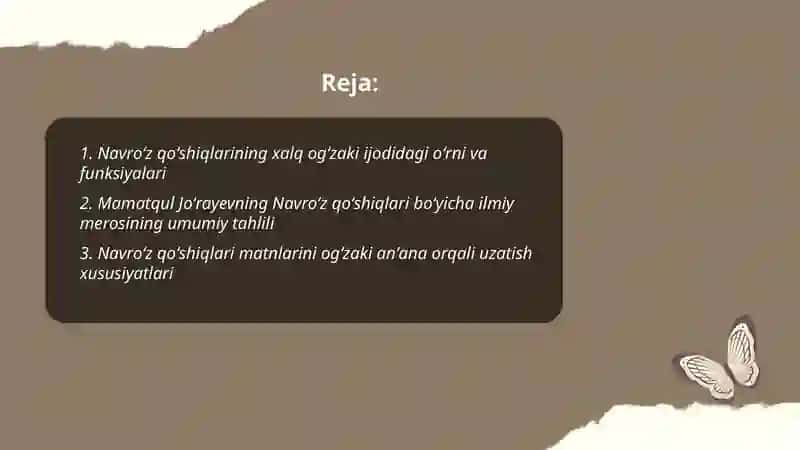 Navroʻz qõshiqlari va Mamatqul Jõrayev ilmiy merosini õrganish 2