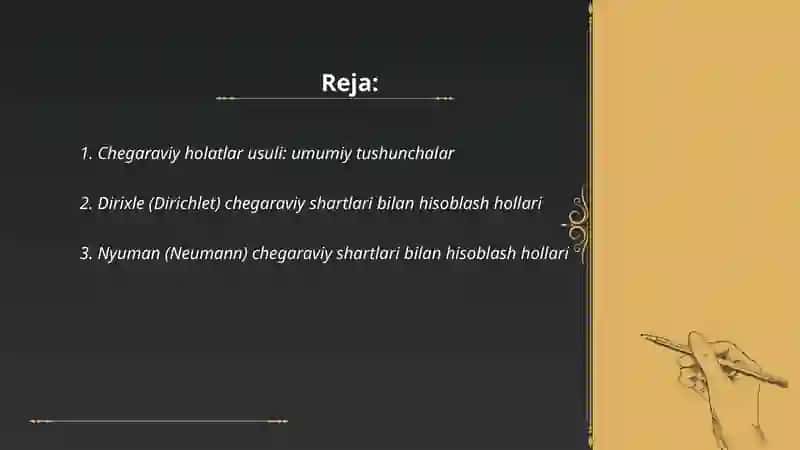 Chegaraviy holatlar usuli 2