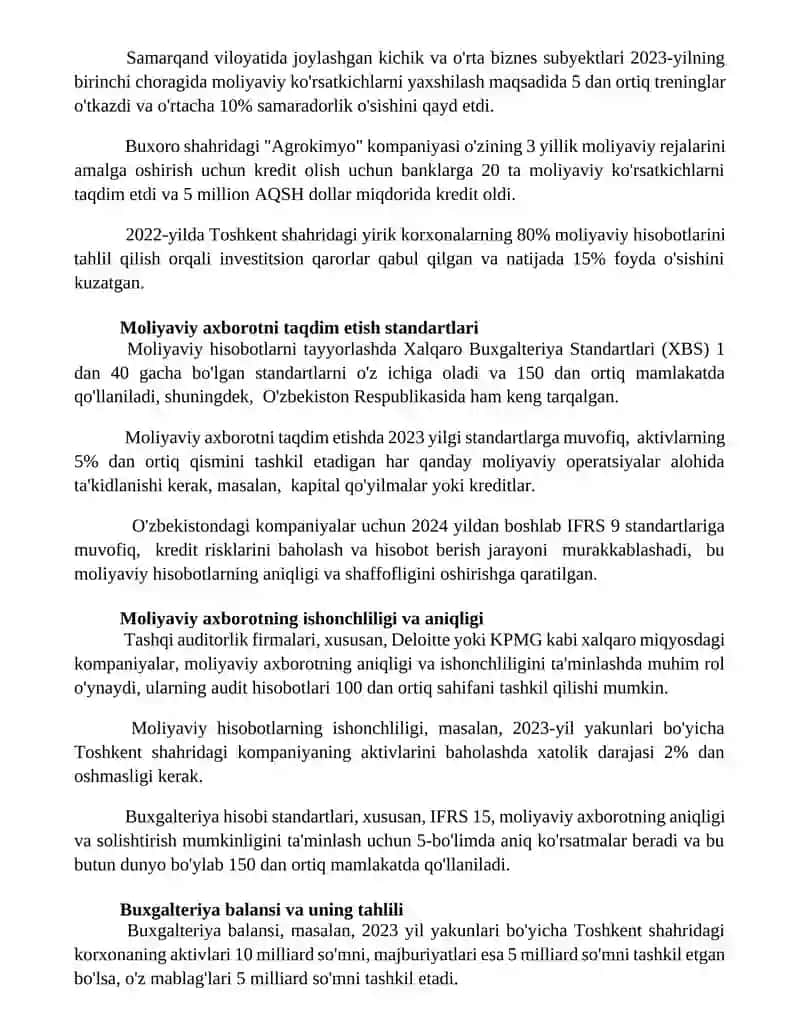 Ички ва ташқи молиявий ахборотлар 2