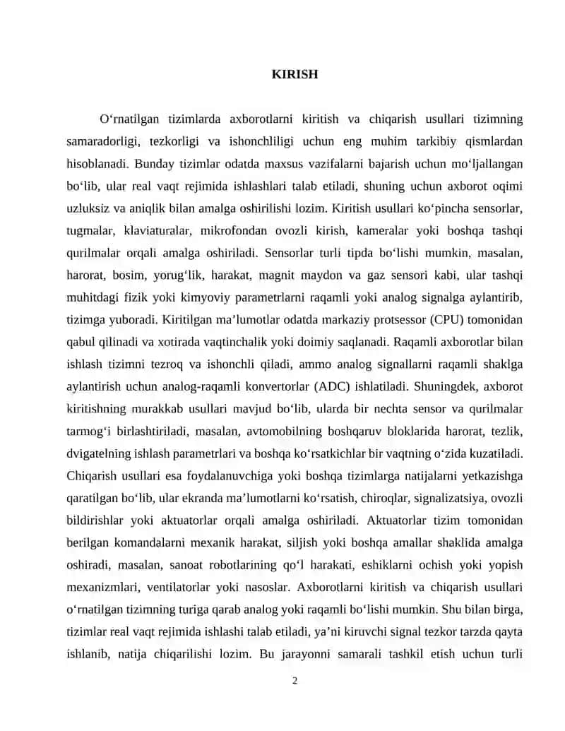 O‘RNATILGAN TIZIMLARDA AXBOROTLARNI KIRITISH-CHIQARISH USULLARI 2