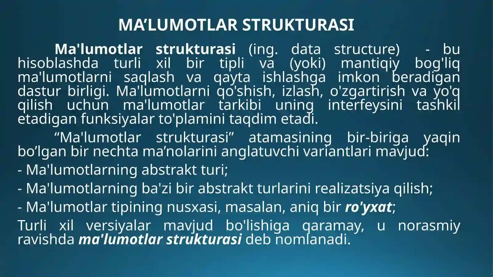 Ma'lumotlar Strukturasi 2