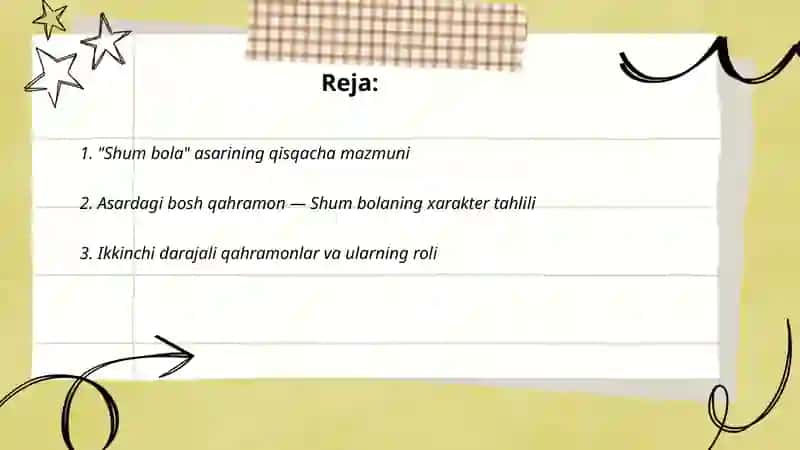 Gʻafur Gʻulomning "Shum bola" asari 2