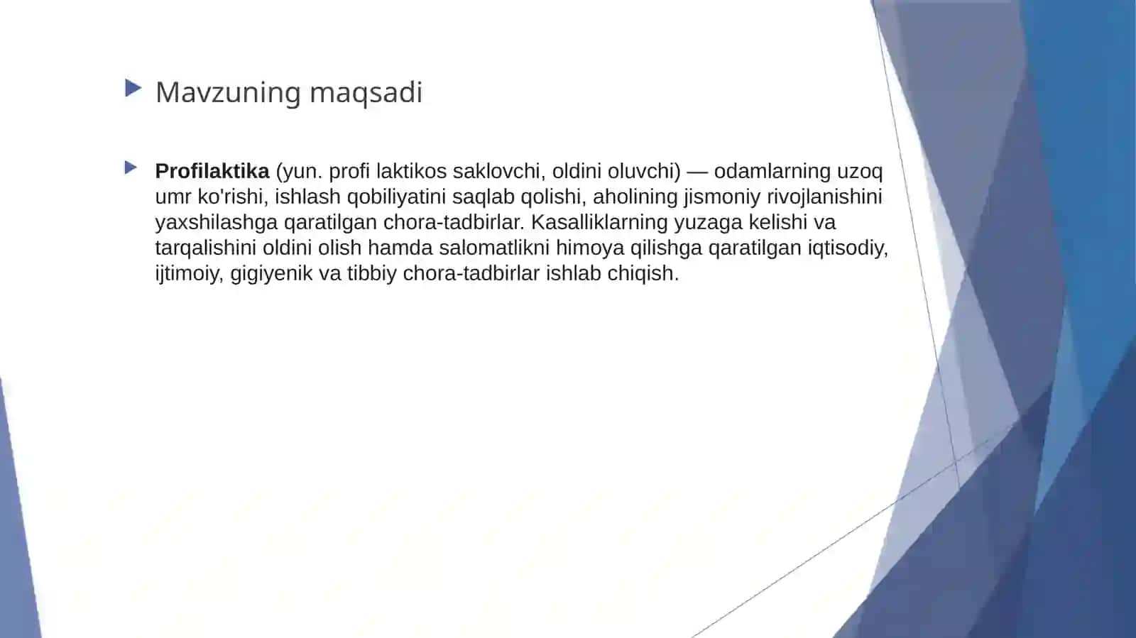 Profilaktika turlari, uning gigiyenik ahamiyati 2