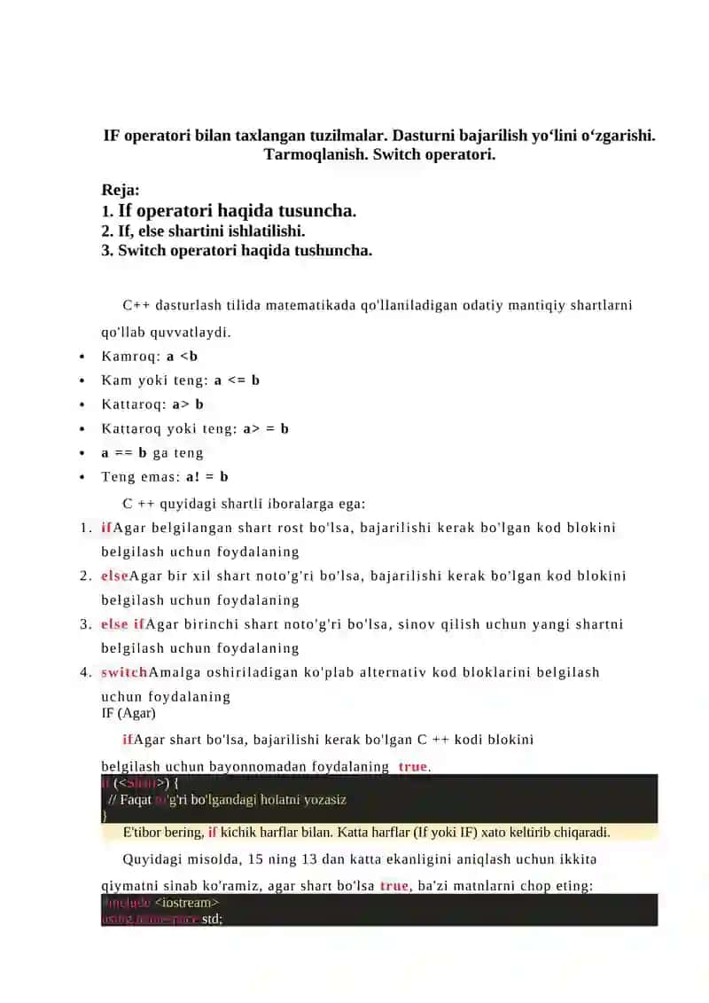 IF operatori bilan taxlangan tuzilmalar 2