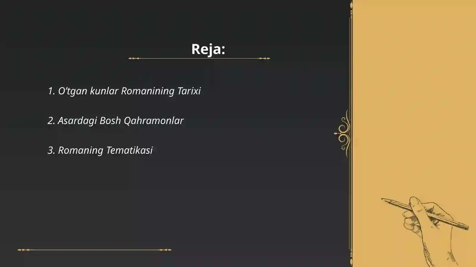 "Oʼtgan kunlar" romani 2