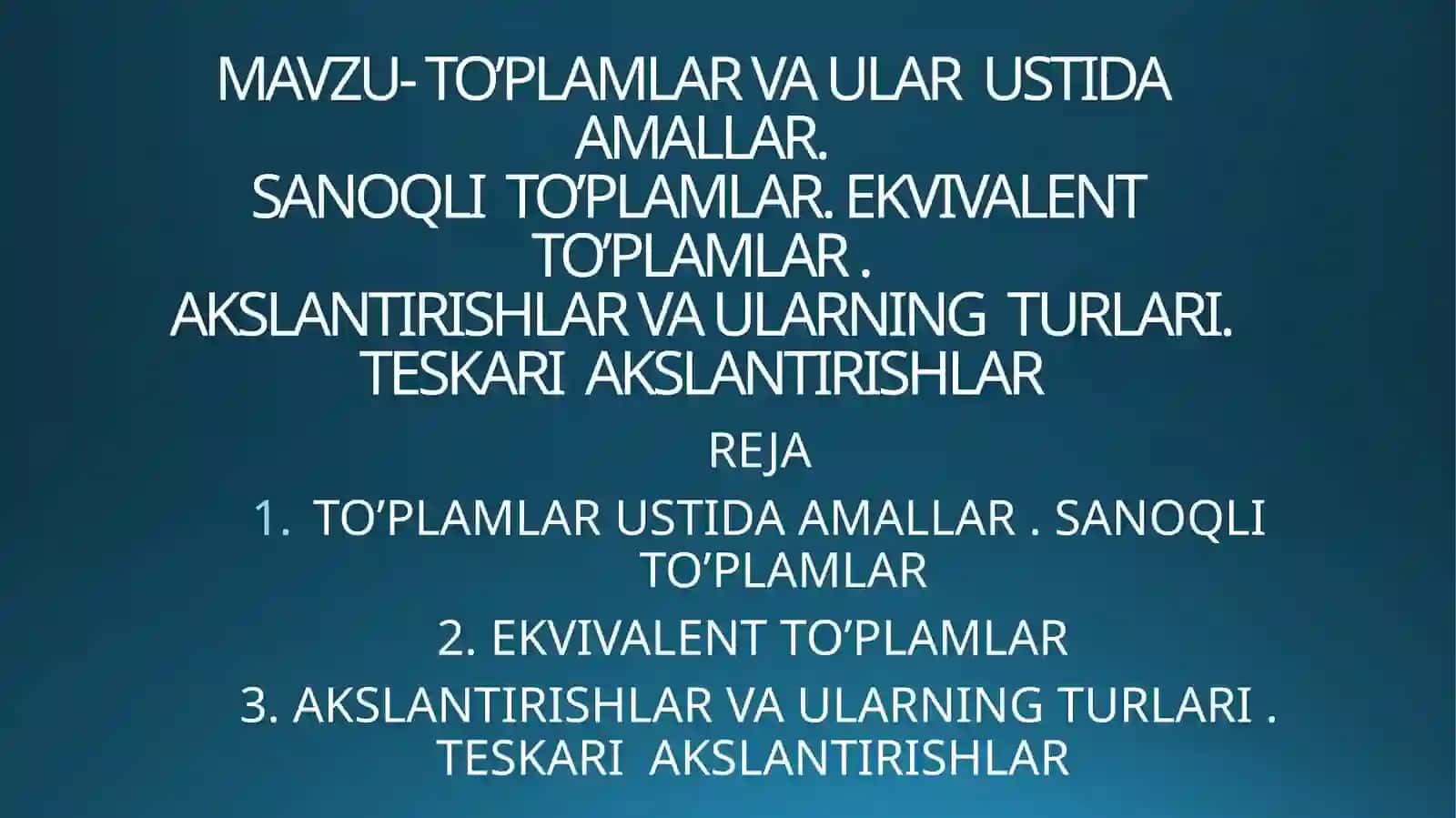 MATEMATIKA ANALIZ FANIDAN TAYYORLAGAN SLAYDI 2