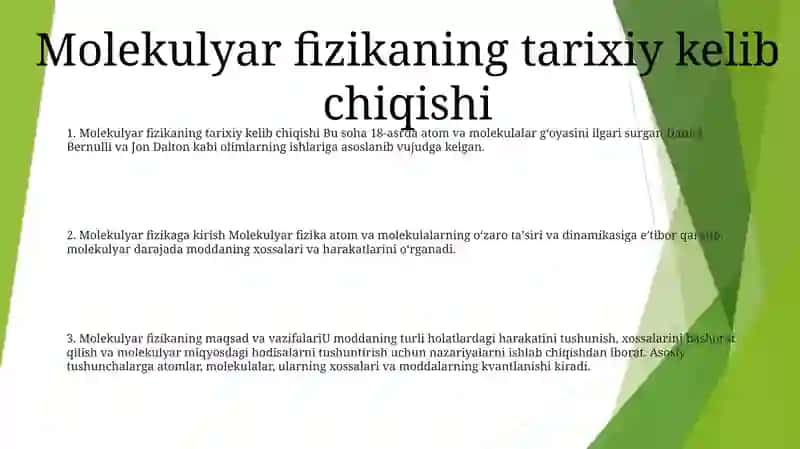Molekulyar Fizika Faniga Kirish 2