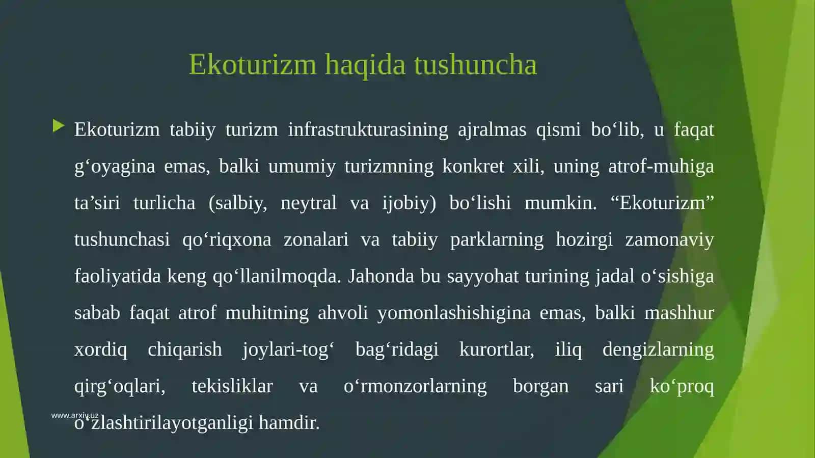 Xalqaro ekoturizm rivoji 2