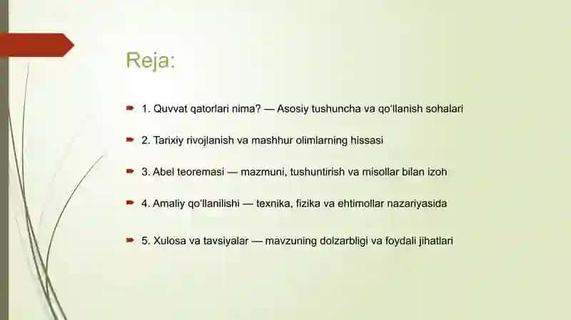 Quvvat qatorlari (Abel teoremasi) 2