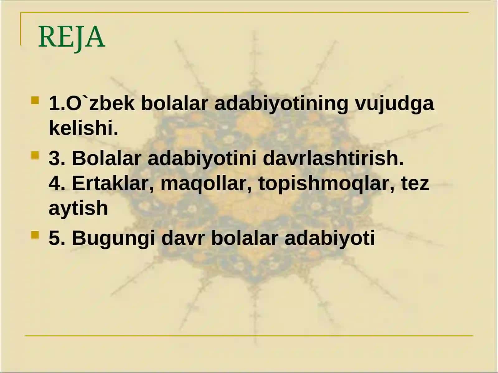 O‘ZBEK BOLALAR ADABIYOTI 2
