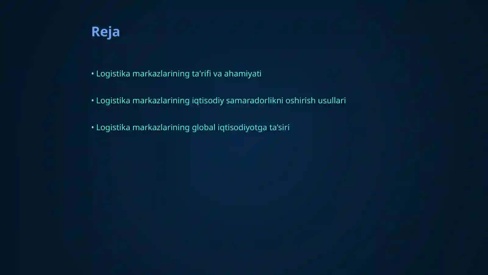 Logistika markazlari va ularning iqtisodiy samaradorligi 2