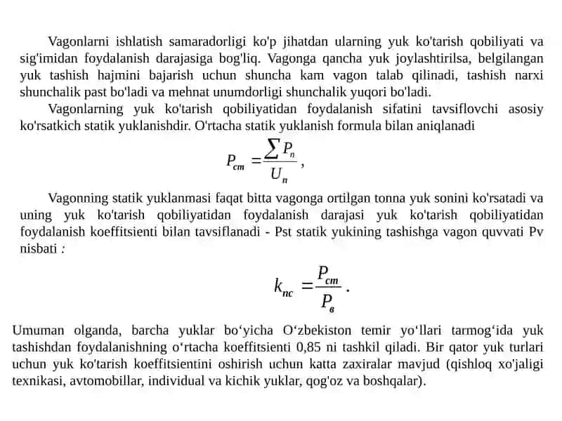 Yuklar ustida operatsiyalar 2