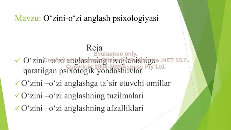 O‘zini-o‘zi anglash psixologiyasi 2