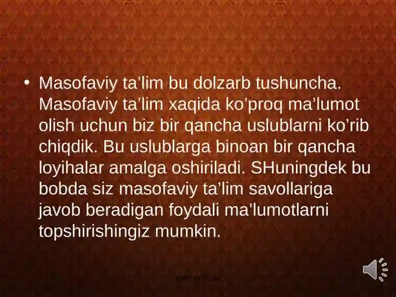 MASOFAVIY TA’LIM HAQIDA 2