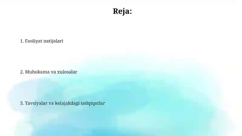 Faoliyat natijalarini taqdim qilish 2