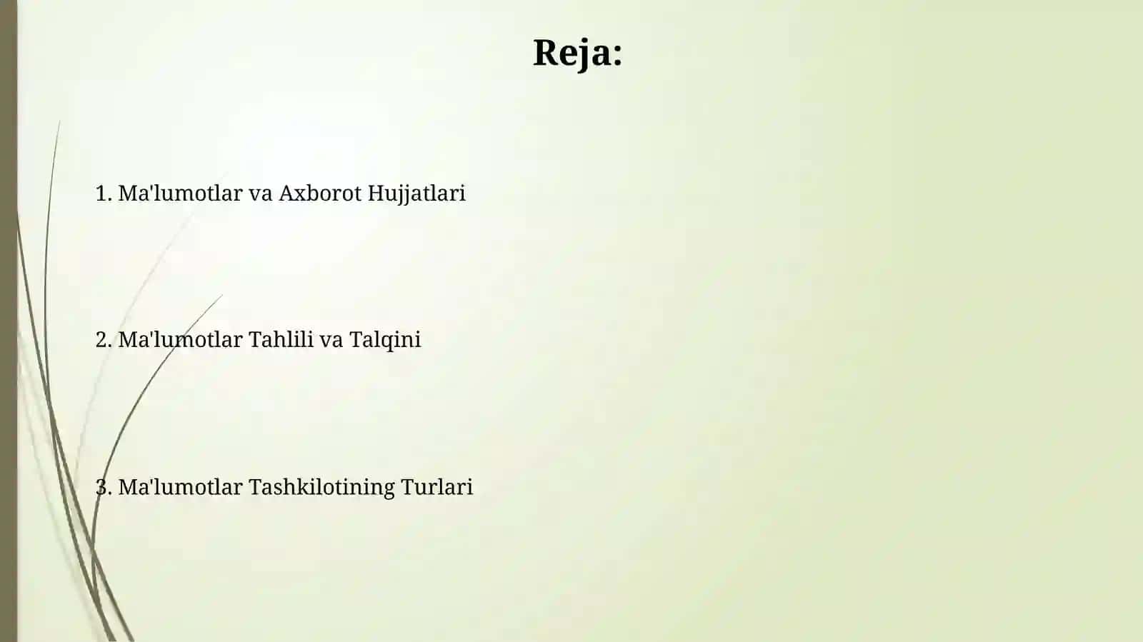 Ma'lumotlar va Axborot Hujjatlari 2