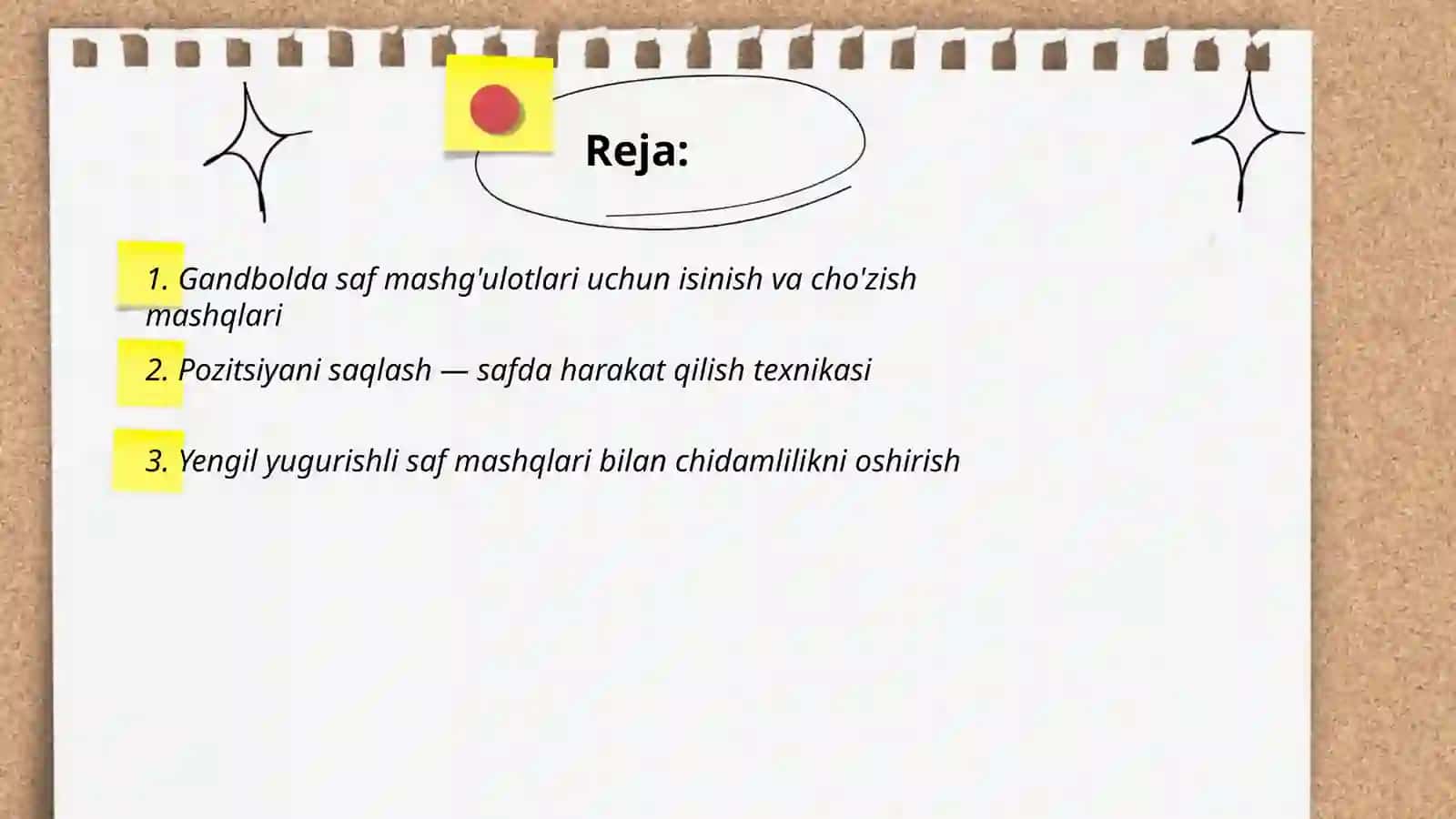 Gandbol. Saf mashqlari. Umumrivojlantiruvchi mashlar. To'pni olib yurish texnikasini o'rganish 2