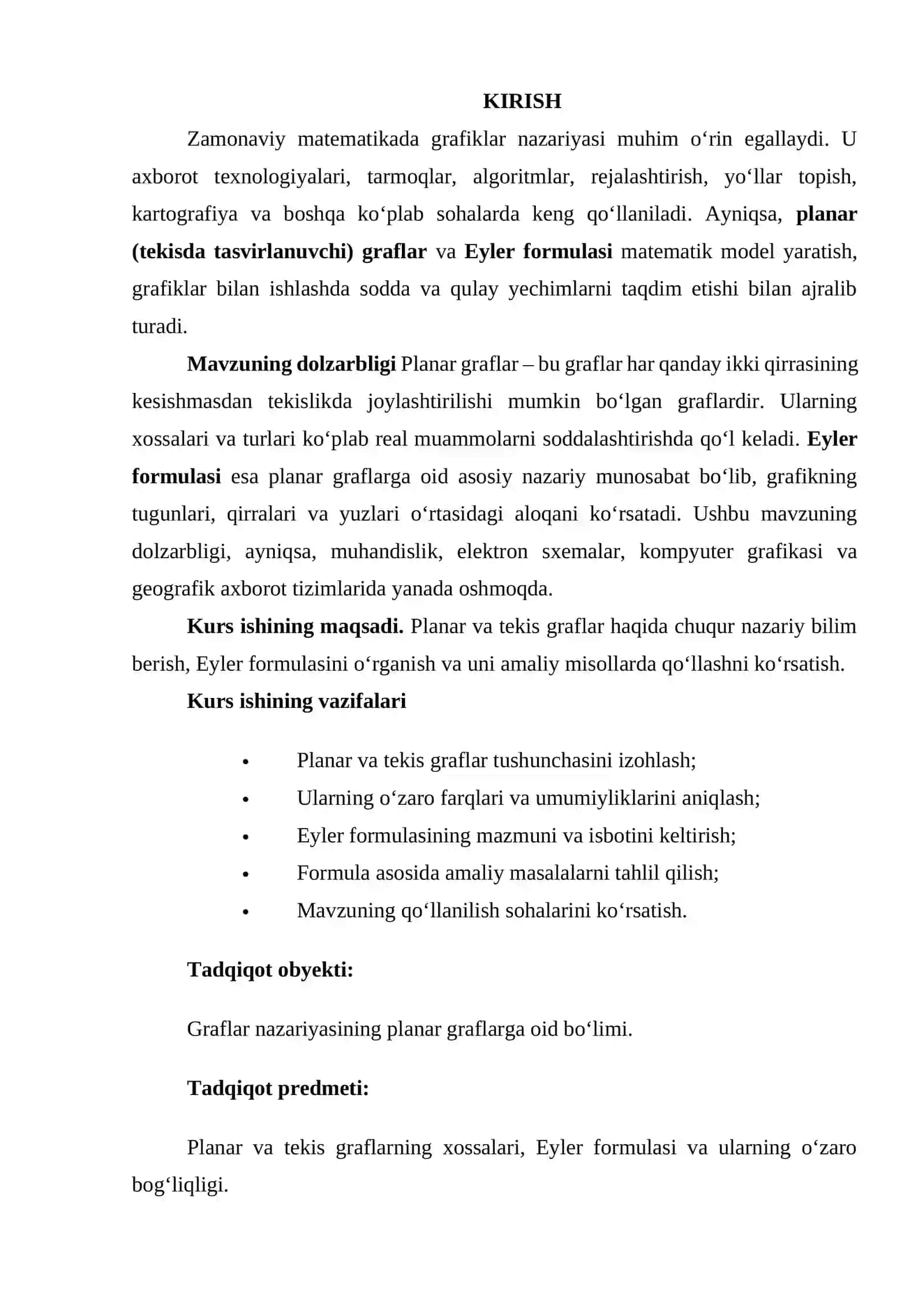 Eyler formulasi va planar graflarda qo‘llanilishi 2