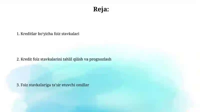 Kreditlar boʻyicha foiz stavkalari 2