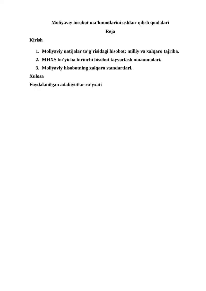 Moliyaviy hisobot ma’lumotlarini oshkor qilish qoidalari 2