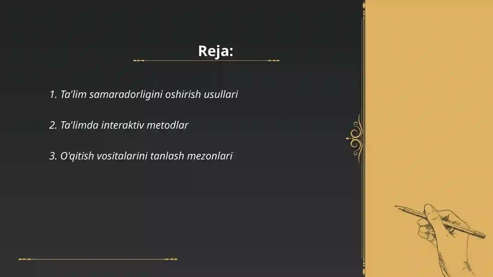 Ta'lim metodlari va vositalari. Ta'limni tashhis etish 2