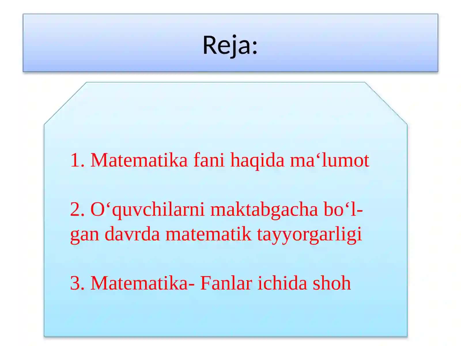 Matematika fanining o’rganishi 2