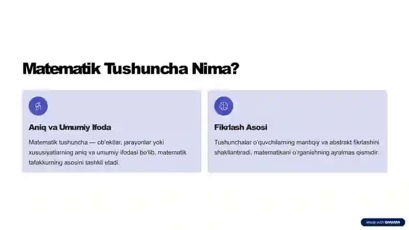 Matematik Tushuncha va Hukm: Ta'riflar va Metodikalar 2