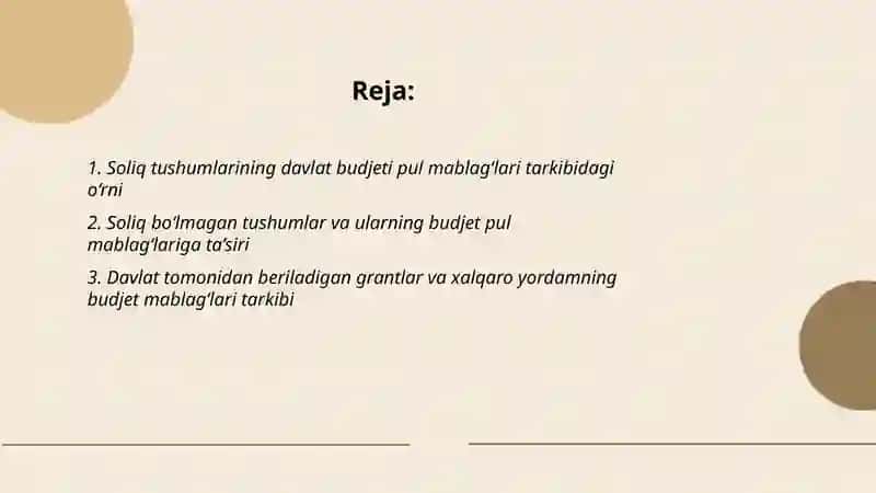 Davlat budjeti va davlat maqsadli jamg‘armalari budjetlari pul mablag‘lari tarkibi 2