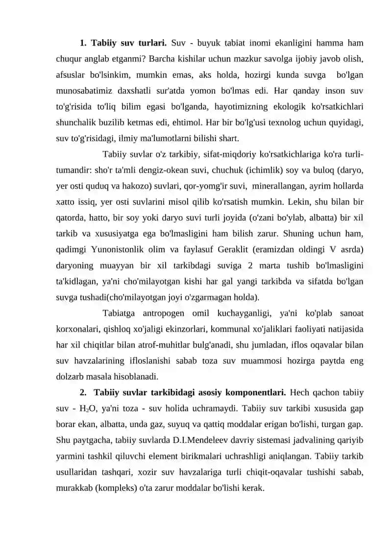 Tabiiy suvlarning kimyoviy tarkibi 2