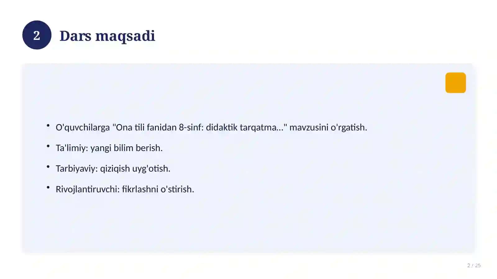 Ona tili fanidan 8-sinf: didaktik tarqatma materiallar 2