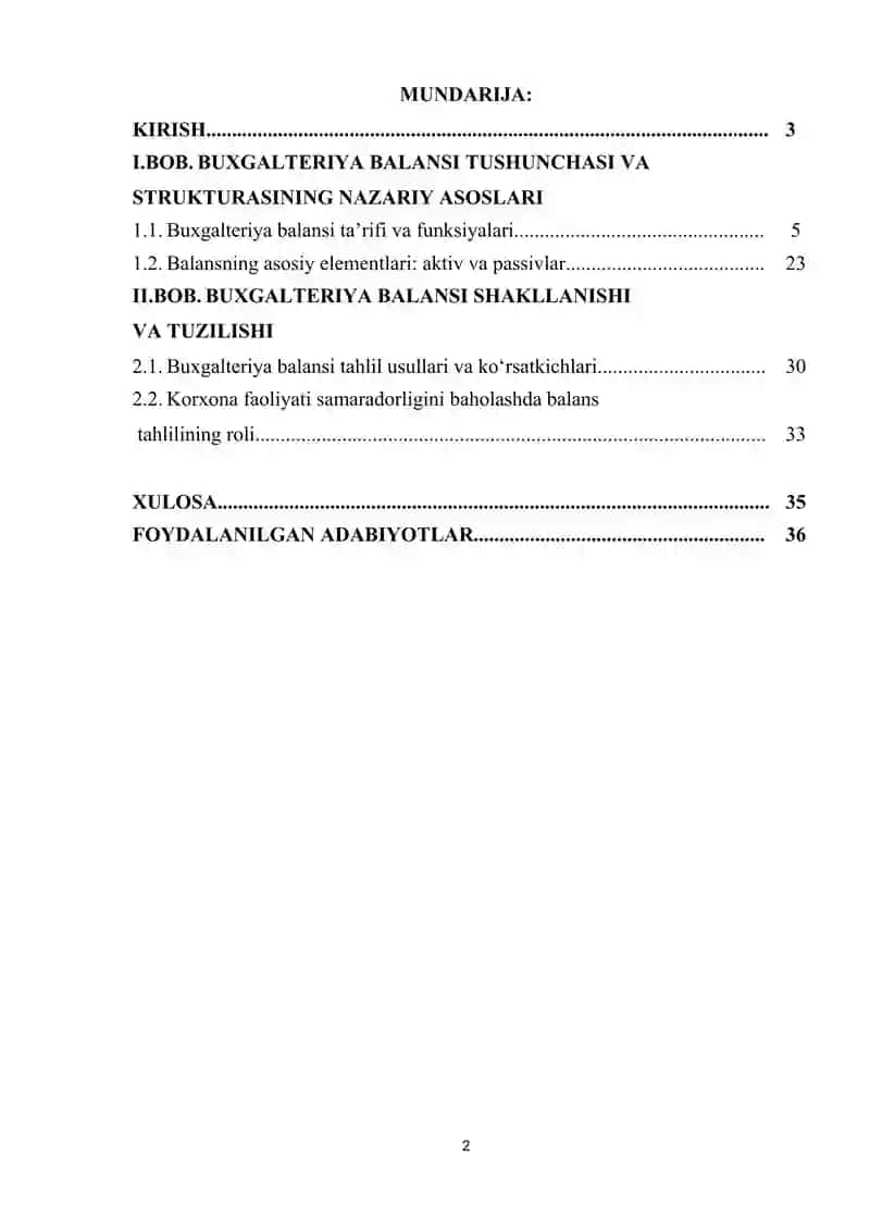 BUXGALTERIYA BALANSI TAHLILI. 2
