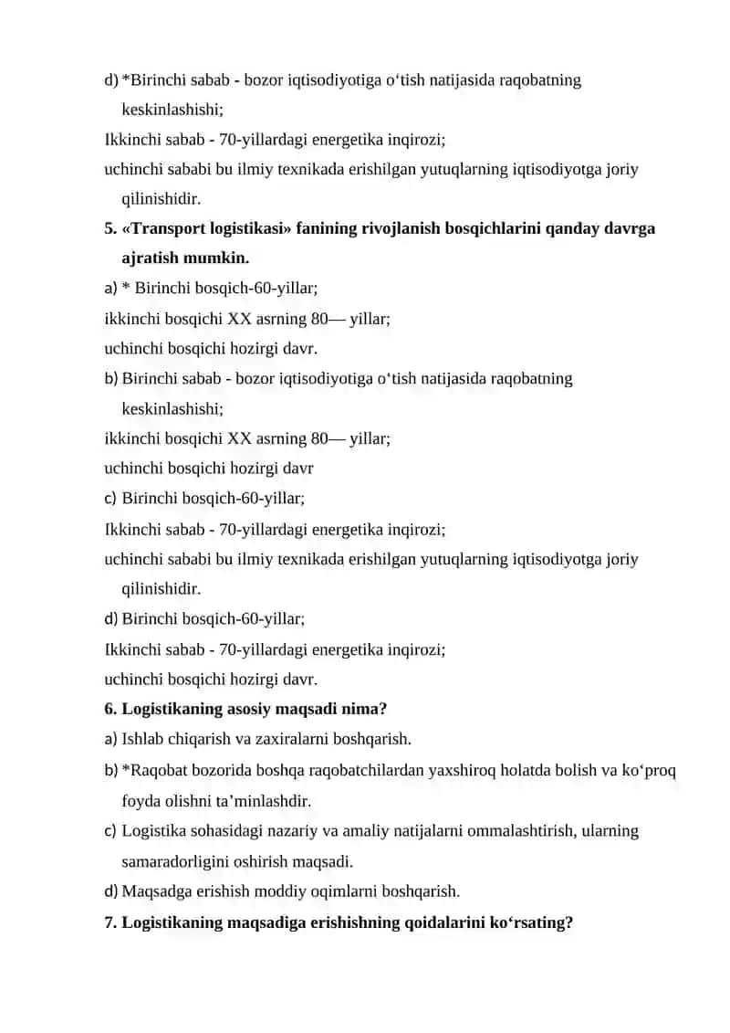 Transport logistikasi 2
