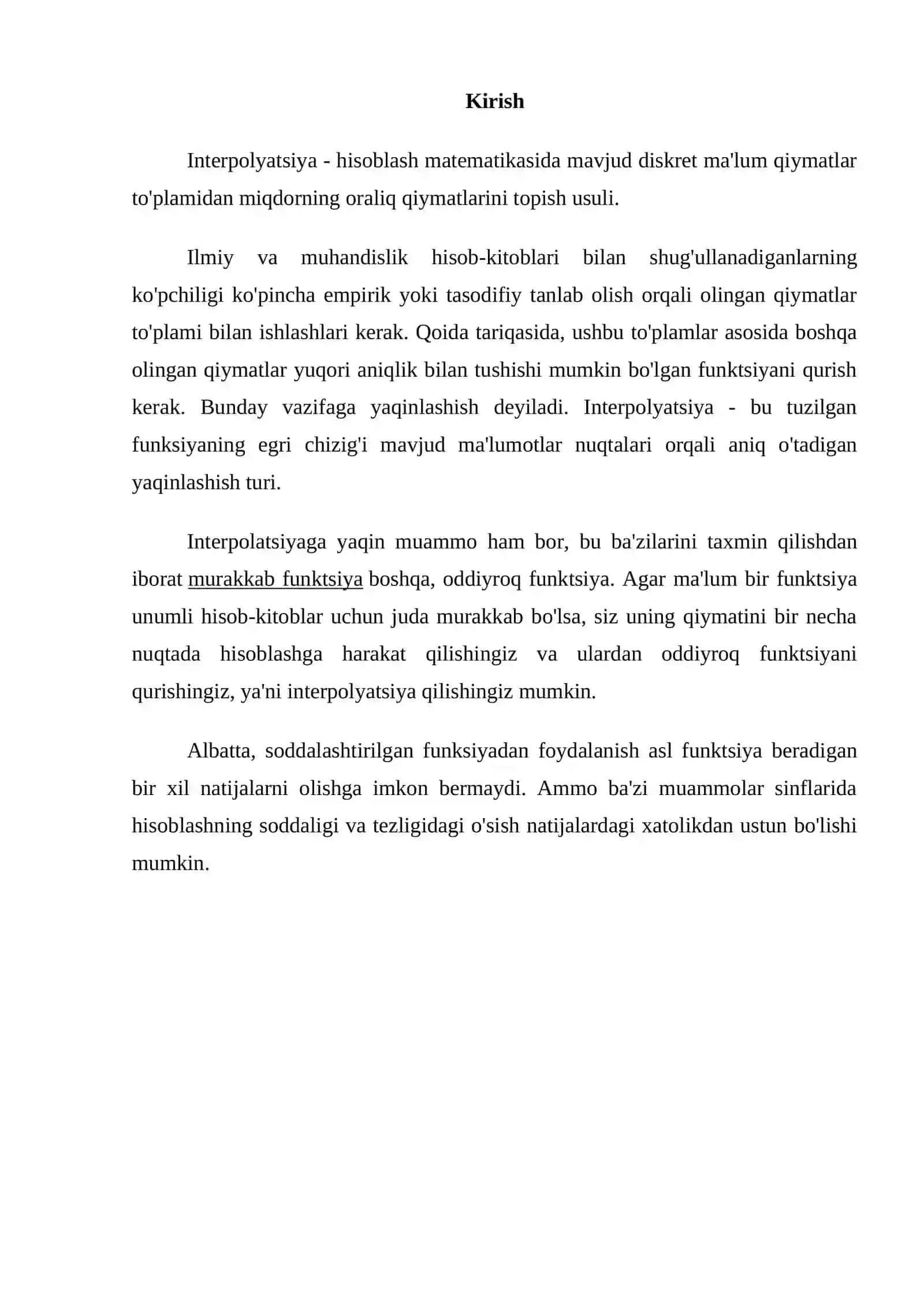 Funksiyalarni interpolyatsiyalash 2