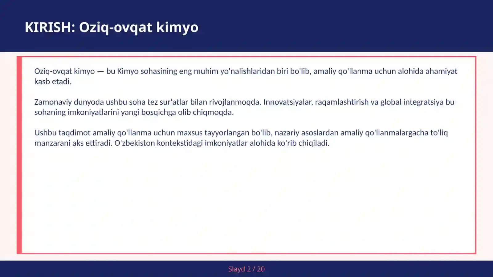Oziq-ovqat kimyo 2