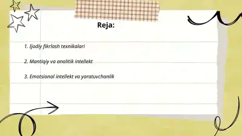Ijodiy fikrlash texnikalari 2