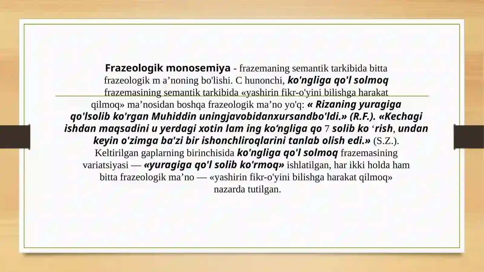 Frazeologik monosemiya va polisemiya 2